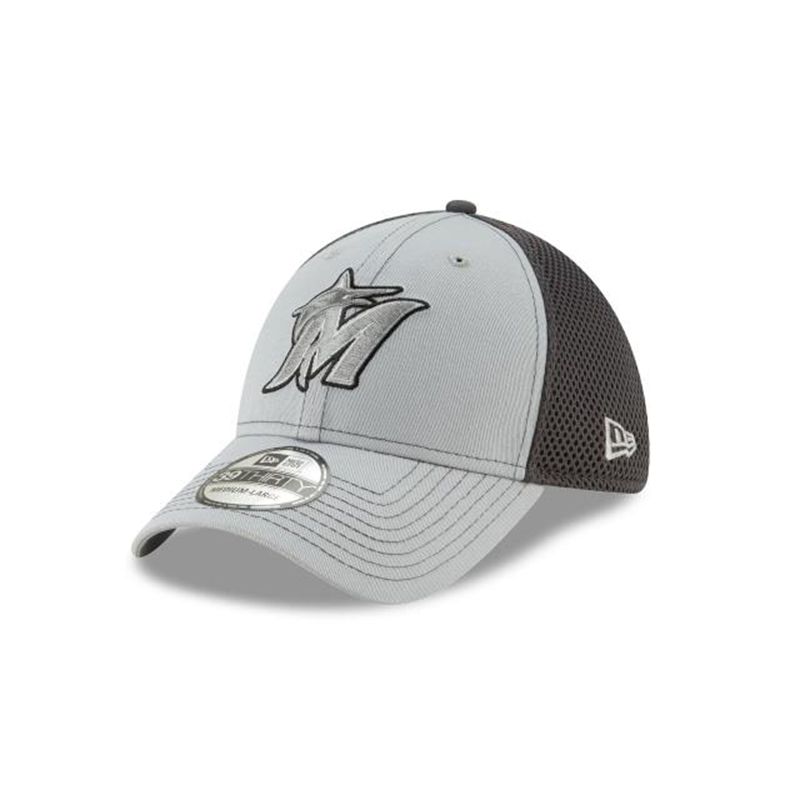 MLB Miami Marlins 2019 Neo 39Thirty Stretch Fit (FSW0045) - Grey New Era Caps